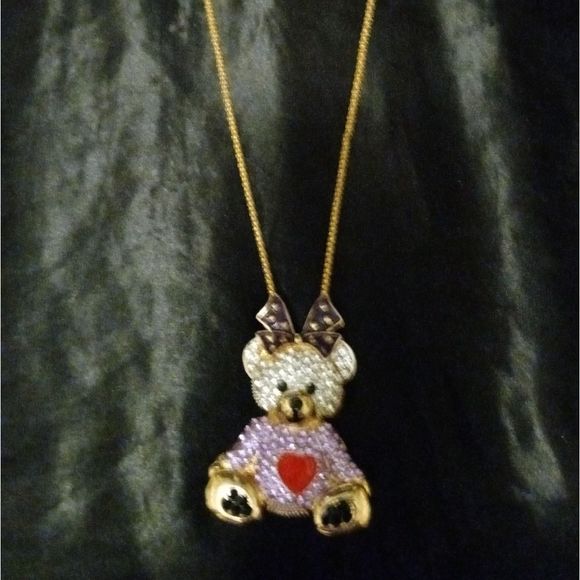 🎉Crystal Teddy Bear Pendant Necklace - Picture 2 of 7